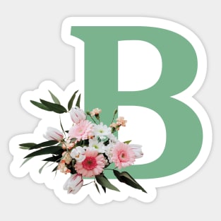 Letter B green with colorful flowers Sticker